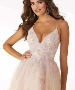 Mori Lee - 45074 Floral Embroidered A-line Dress