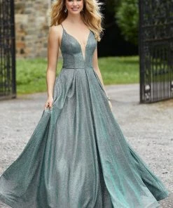 Mori Lee - 45076 Metallic And Glittered Long Dress