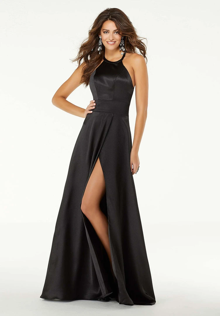 Formal Gowns Mori Lee - 45079 Halter Wrap Skirt High Slit Gown 3 Formal Gowns Mori Lee - 45079 Halter Wrap Skirt High Slit Gown