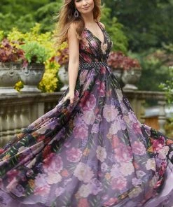 Mori Lee - 45084 Floral Patterned Long Ballgown 10 Mori Lee - 45084 Floral Patterned Long Ballgown