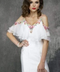 Formal Gowns Nina Canacci - 1374 Multi-Colored Printed V-neck Sheath Dress