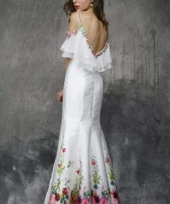 Formal Gowns Nina Canacci - 1374 Multi-Colored Printed V-neck Sheath Dress