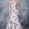 Nina Canacci - 1393 Floral Print Deep V-neck Mermaid Dress Formal Gowns
