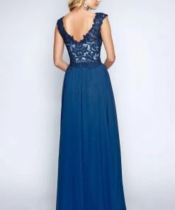 Nina Canacci - 1449 Embellished Lace Bodice A Line Gown Formal Gowns 12 Nina Canacci - 1449 Embellished Lace Bodice A Line Gown Formal Gowns