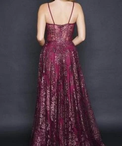 Nina Canacci - 1525 Sleeveless Corset Evening Gown - 1 Pc Raspberry In Size 12 Available
