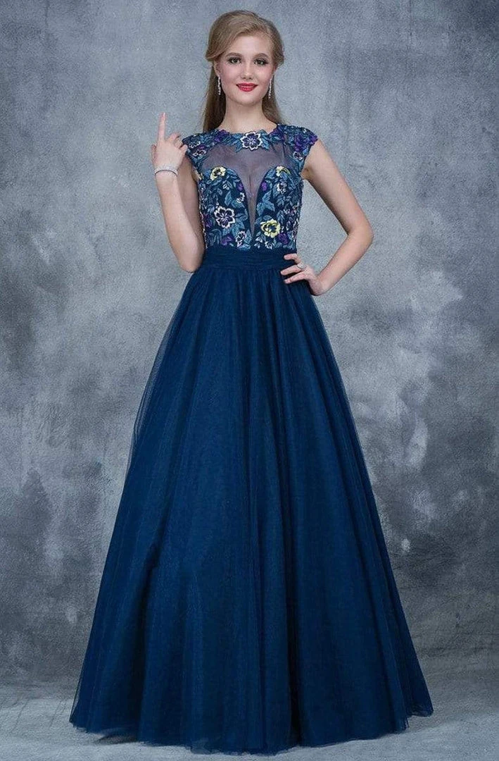 Formal Gowns Nina Canacci - 2145 Cap Sleeve Floral Appliqued Evening Gown 3 Formal Gowns Nina Canacci - 2145 Cap Sleeve Floral Appliqued Evening Gown