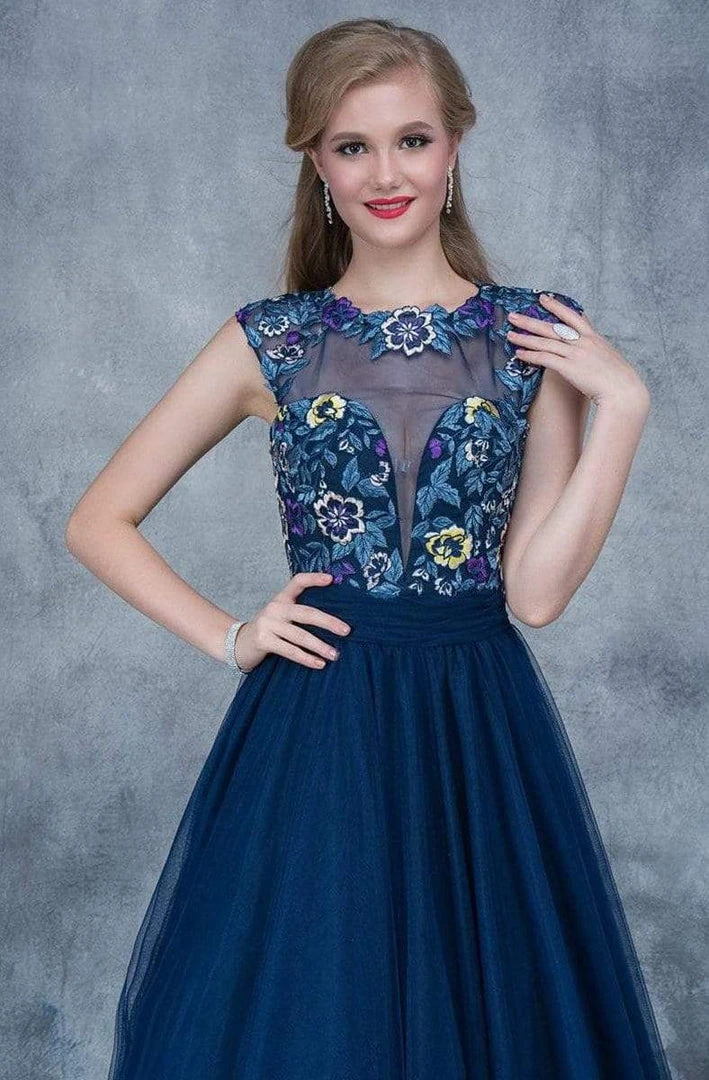 Formal Gowns Nina Canacci - 2145 Cap Sleeve Floral Appliqued Evening Gown 5 Formal Gowns Nina Canacci - 2145 Cap Sleeve Floral Appliqued Evening Gown