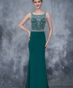 Formal Gowns Nina Canacci - 2166 Bejeweled Illusion Bateau Sheath Dress