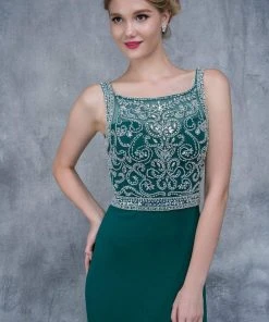 Formal Gowns Nina Canacci - 2166 Bejeweled Illusion Bateau Sheath Dress