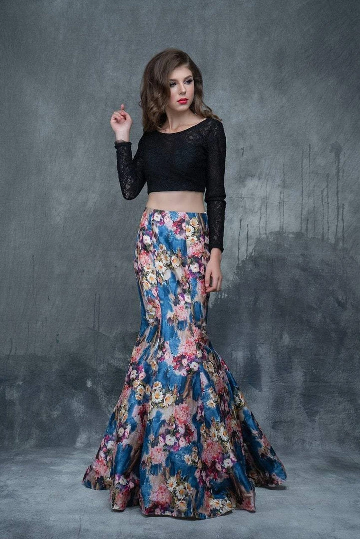 Nina Canacci - 2173 Two-Piece Long Sleeve Contrast Evening Dress Formal Gowns 4 Nina Canacci - 2173 Two-Piece Long Sleeve Contrast Evening Dress Formal Gowns