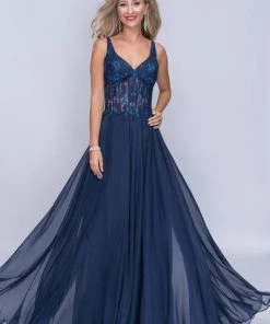 Nina Canacci - 2210 Floral Embroidered V-neck A-line Dress Formal Gowns