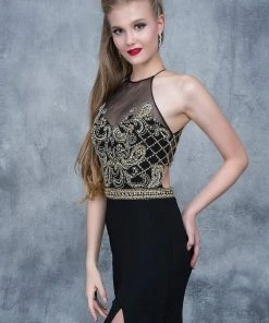 Nina Canacci - 3131 Bedazzled Illusion Halter Sheath Dress Formal Gowns 10 Nina Canacci - 3131 Bedazzled Illusion Halter Sheath Dress Formal Gowns