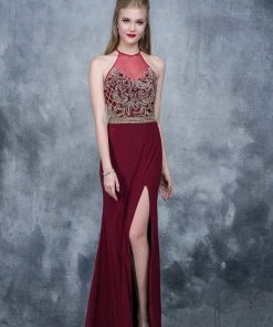 Nina Canacci - 3131 Bedazzled Illusion Halter Sheath Dress Formal Gowns 13 Nina Canacci - 3131 Bedazzled Illusion Halter Sheath Dress Formal Gowns
