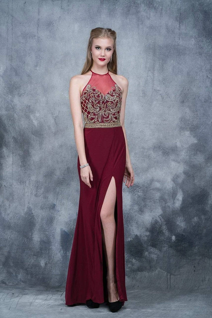 Nina Canacci - 3131 Bedazzled Illusion Halter Sheath Dress Formal Gowns 7 Nina Canacci - 3131 Bedazzled Illusion Halter Sheath Dress Formal Gowns