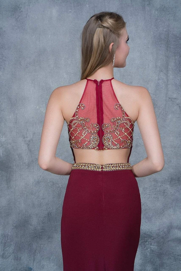 Nina Canacci - 3131 Bedazzled Illusion Halter Sheath Dress Formal Gowns 9 Nina Canacci - 3131 Bedazzled Illusion Halter Sheath Dress Formal Gowns