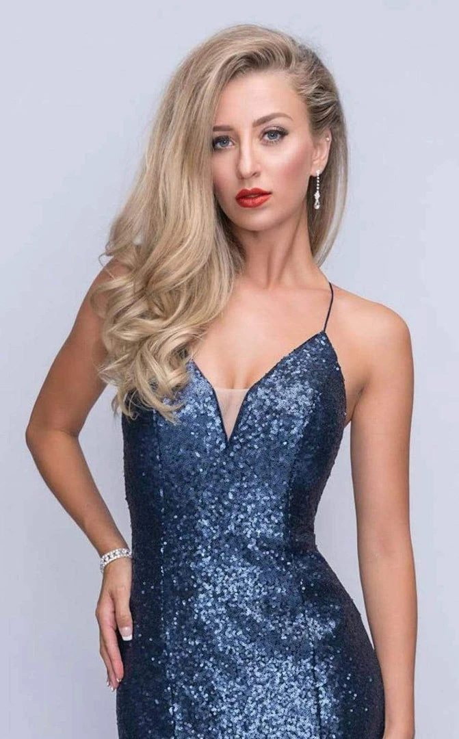 Formal Gowns Nina Canacci - 3152 Plunging Crisscrossed Back Glitter Gown 6 Formal Gowns Nina Canacci - 3152 Plunging Crisscrossed Back Glitter Gown