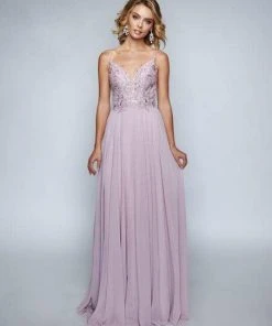 Formal Gowns Nina Canacci - 3153 Spaghetti Strap Lace Bodice A Line Evening Gown