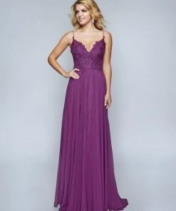 Formal Gowns Nina Canacci - 3153 Spaghetti Strap Lace Bodice A Line Evening Gown