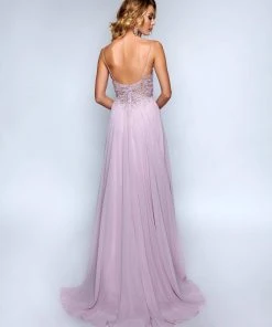 Formal Gowns Nina Canacci - 3153 Spaghetti Strap Lace Bodice A Line Evening Gown