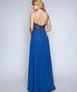 Formal Gowns Nina Canacci - 3153 Spaghetti Strap Lace Bodice A Line Evening Gown