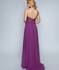 Formal Gowns Nina Canacci - 3153 Spaghetti Strap Lace Bodice A Line Evening Gown