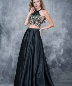Nina Canacci - 4166 Two-Piece Floral Applique Evening Gown Formal Gowns