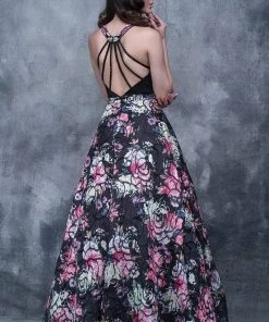 Nina Canacci - 5106 Halter Floral Printed A-Line Dress Formal Gowns 7 Nina Canacci - 5106 Halter Floral Printed A-Line Dress Formal Gowns