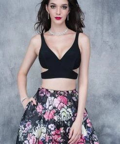 Nina Canacci - 5108 Two-Piece Crisscross Cutout Evening Dress