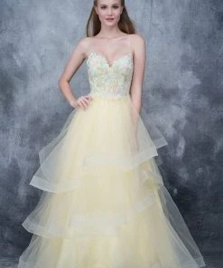 Formal Gowns Nina Canacci - 5121 Sweetheart Lace Beaded Ruffle Tier Gown 8 Formal Gowns Nina Canacci - 5121 Sweetheart Lace Beaded Ruffle Tier Gown