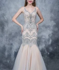 Formal Gowns Nina Canacci - 8142 Jeweled V-neck Mermaid Dress