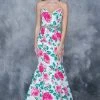 Nina Canacci - Floral Deep Sweetheart Mermaid Dress 1362 - 1 Pc White Print In Size 4 Available Formal Gowns