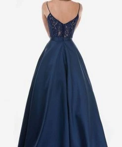 Nina Canacci - V-Neck Embroidered Lace Ballgown 2250 - 1 Pc Royal In Size 8 Available Formal Gowns