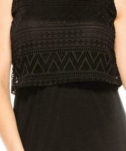 Nina Leonard - L13060 Crochet Top Faux Two-Piece Day Shift Dress 13 Nina Leonard - L13060 Crochet Top Faux Two-Piece Day Shift Dress