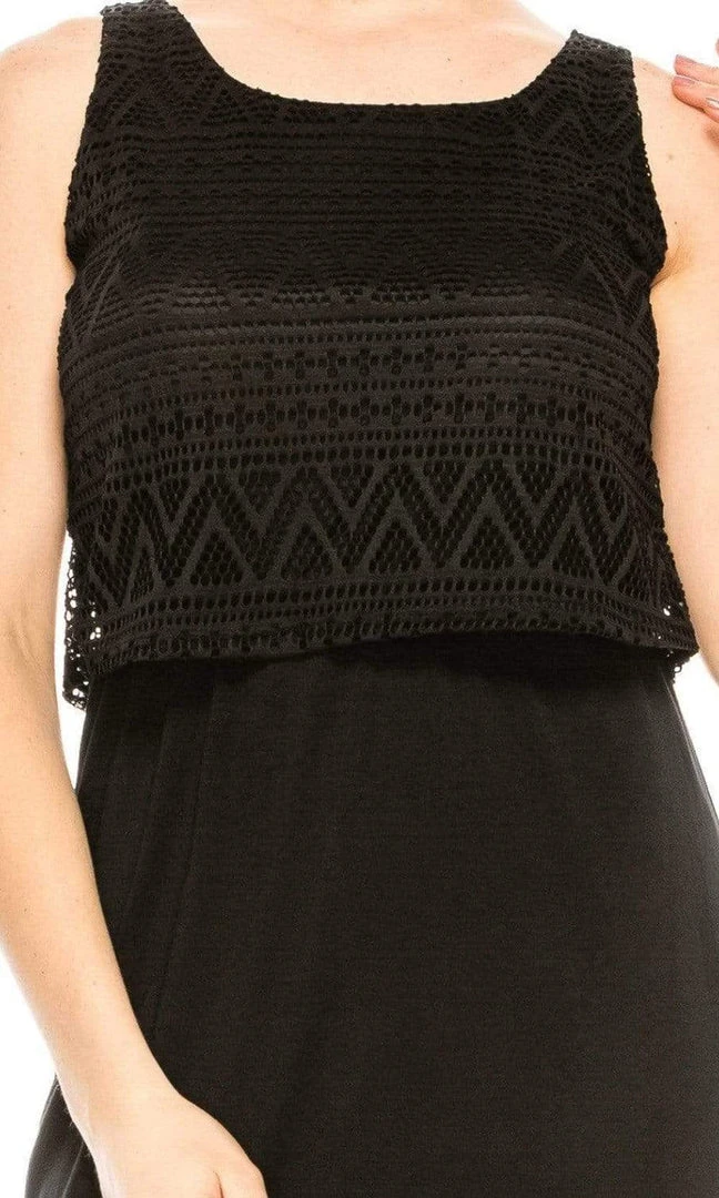 Nina Leonard - L13060 Crochet Top Faux Two-Piece Day Shift Dress 6 Nina Leonard - L13060 Crochet Top Faux Two-Piece Day Shift Dress