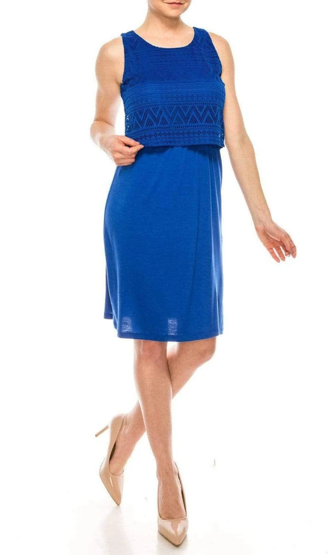 Nina Leonard - L13060 Crochet Top Faux Two-Piece Day Shift Dress 7 Nina Leonard - L13060 Crochet Top Faux Two-Piece Day Shift Dress