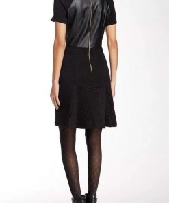 Cocktail Dresses Nina Leonard - L23961 Vegan Leather Back Quilted Dress