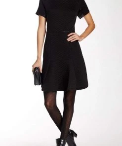 Cocktail Dresses Nina Leonard - L23961 Vegan Leather Back Quilted Dress