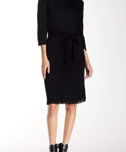 Nina Leonard - L24631 Fringed Hem Dress