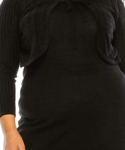 Nine West - 10588902 Two Piece Knit Midi Dress Plus Size Dresses