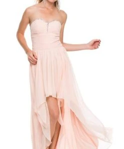Formal Gowns Nox Anabel - 2699 Strapless Ruched High Low Dress