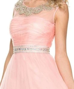 Nox Anabel - 3129 Embellished Bateau A-line Dress