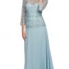 Formal Gowns Nox Anabel - 5083 Quarter Sleeves Lace Overlay Top Long Formal Dress 1 Formal Gowns Nox Anabel - 5083 Quarter Sleeves Lace Overlay Top Long Formal Dress