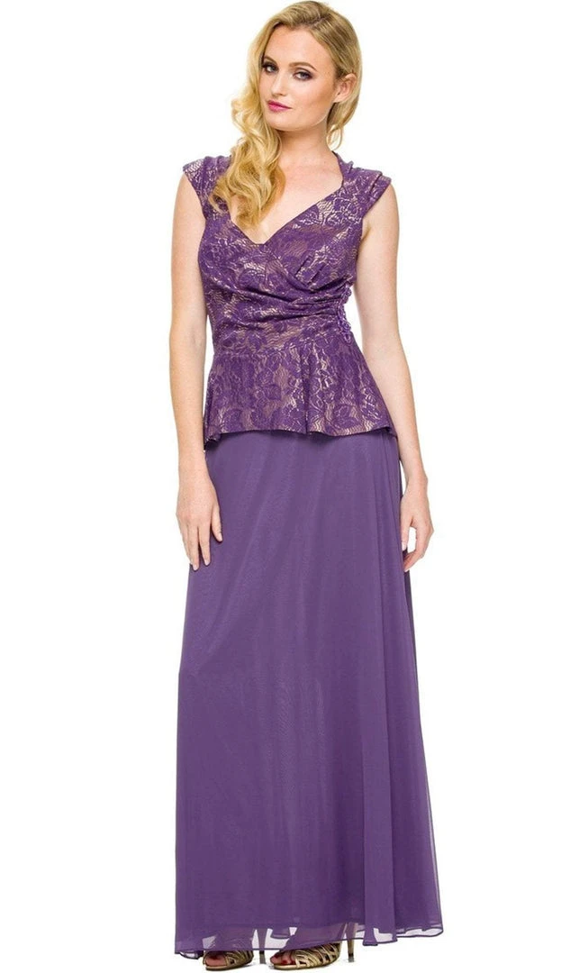 Nox Anabel - 5102 Lace Cap Sleeve Dress Formal Gowns 7 Nox Anabel - 5102 Lace Cap Sleeve Dress Formal Gowns