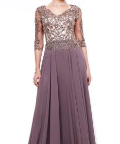 Nox Anabel - 5144 Embroidered A-Line Dress Formal Gowns