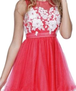 Nox Anabel - 6040 Embroidered Illusion Neck Dress