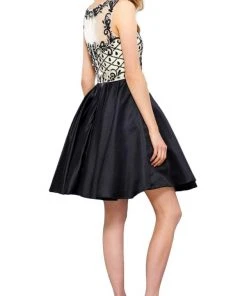 Nox Anabel - 6059 Sleeveless Illusion Adorned Cocktail Dress
