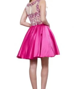 Nox Anabel - 6059 Sleeveless Illusion Adorned Cocktail Dress