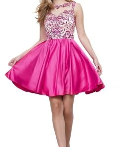 Nox Anabel - 6059 Sleeveless Illusion Adorned Cocktail Dress