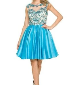 Nox Anabel - 6059 Sleeveless Illusion Adorned Cocktail Dress