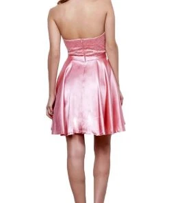 Nox Anabel - 6217 Illusion Laced Halter Short Prom Dress 14 Nox Anabel - 6217 Illusion Laced Halter Short Prom Dress